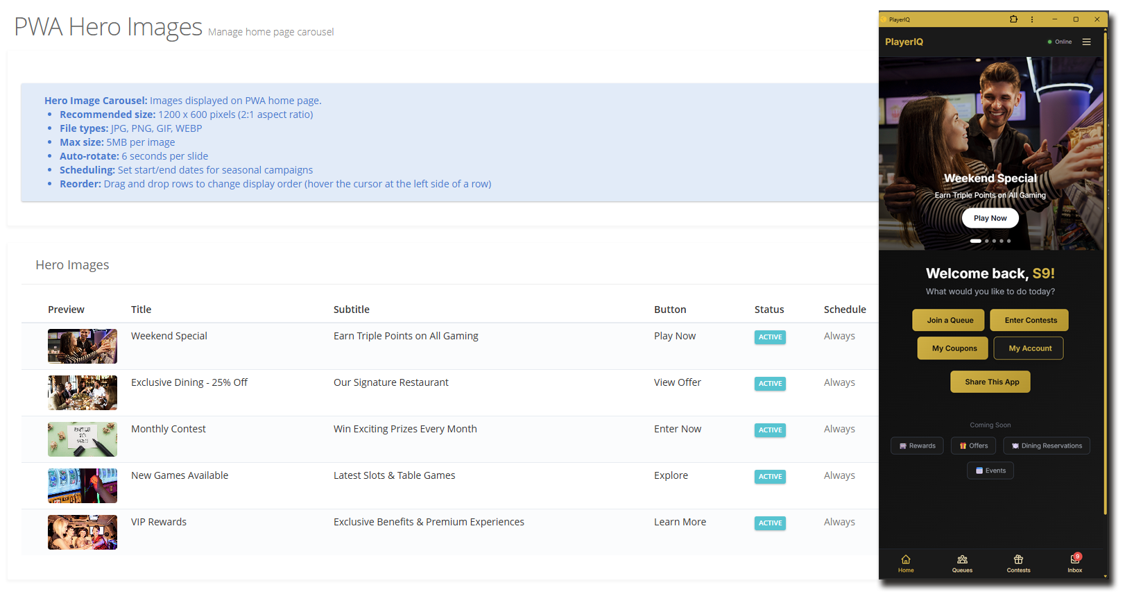 PWA Hero Carousel Example
