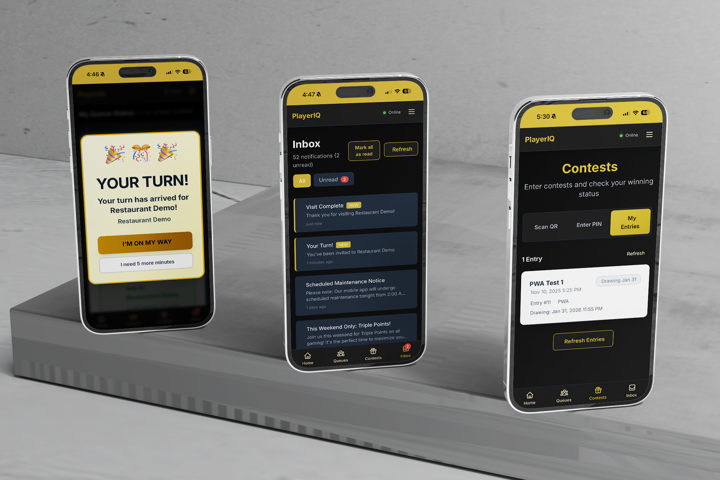 PlayerIQ PWA on mobile devices
